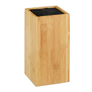 4052025288723 - Messerblock unbestückt aus Bambus mit Borsteneinsatz Messerhalter für 6 Messer aller Art hd 24x12 cm natur - Relaxdays