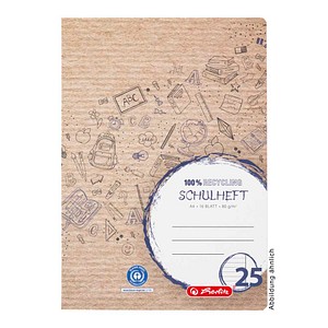 4021666001558 - Schulheft 100050215 Recycling Lineatur 25   liniert mit weißem Rand A4 80g braun 16 Blatt   32 Seiten 4021666001558 Landre