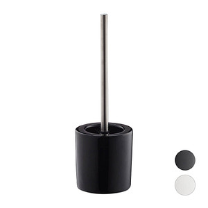 4052025944810 - Relaxdays WC Garnitur Keramik runder Klobürsten-Halter wechselbarer Bürstenkopf Bad-Set HxD 385 x 125 cm schwarz