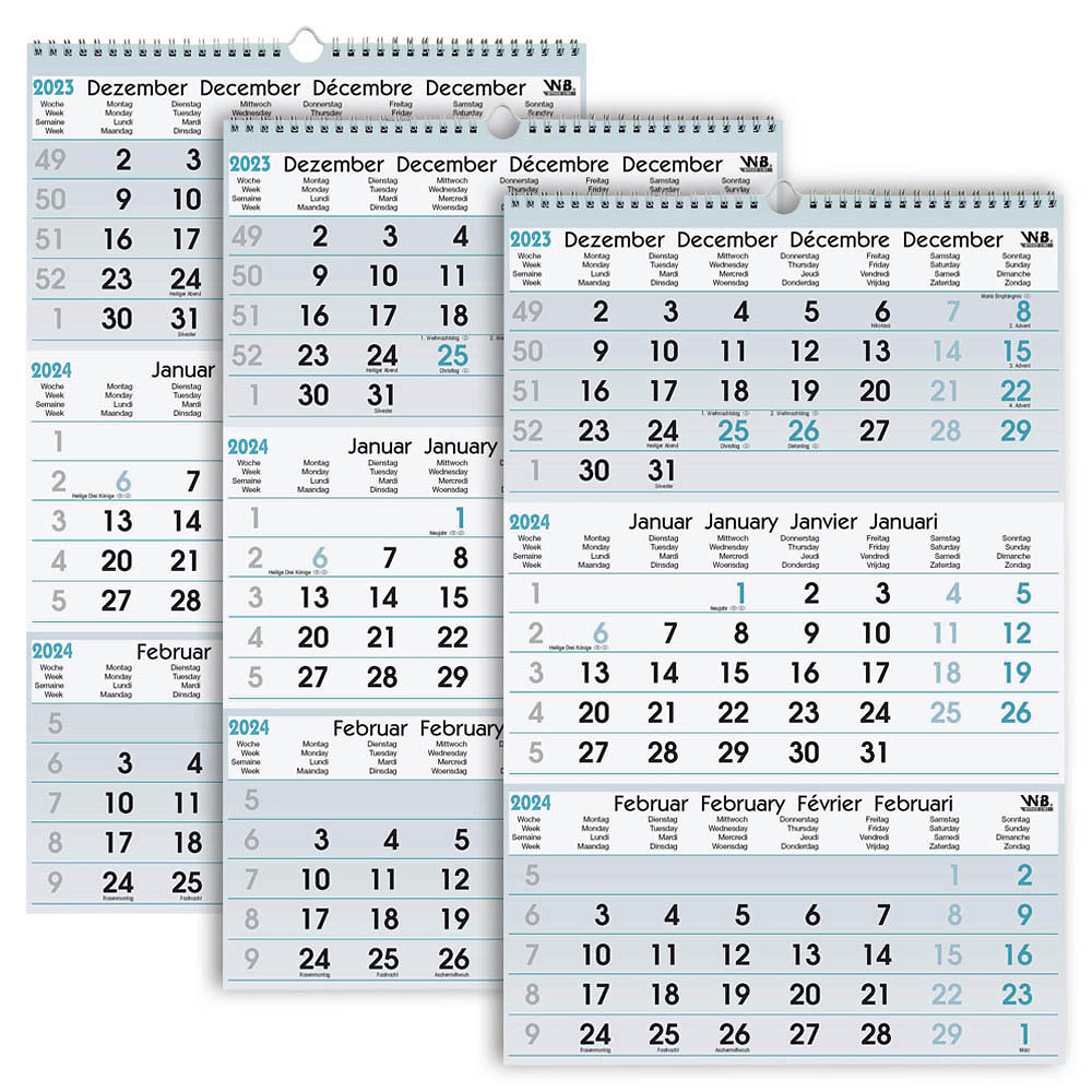 Wandkalender / 3 Monatskalender 2024
