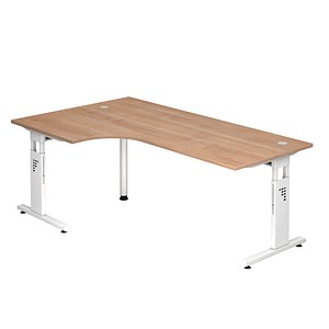 OS 82 höhenverstellbarer Schreibtisch nussbaum L-Form