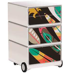 PAPERFLOW easyBox Colour Rollcontainer weiß, bunt 4 Auszüge 39,0 x 43,6 x 64,2 cm