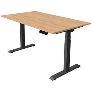 Kerkmann Move 1 stable elektrisch höhenverstellbarer Schreibtisch eiche hell rechteckig, T-Fuß-Gestell grau 140,0 x 80,0 cm
