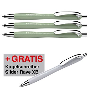 4004675187734 - AKTION Kugelschreiber Slider Rave XB farbsortiert Schreibfarbe blau + GRATIS 1 Slider Rave XB organic green 4004675 3 Stück