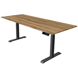 Kerkmann Move 1 stable elektrisch höhenverstellbarer Schreibtisch asteiche rechteckig, T-Fuß-Gestell grau 200,0 x 80,0 cm