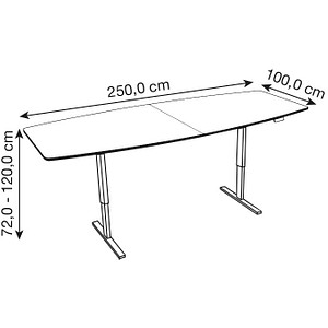 4044917437333 - Konferenztisch Move 3 grafit Tonnenform T-Fuß-Gestell weiß 2500 x 1000 x 720 - 1200 cm