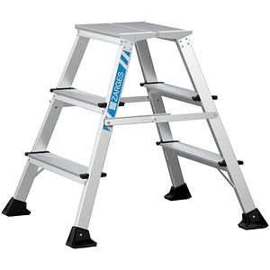 ZARGES Klapptritt XLstep P schmal silber 2x 3 Stufen, H: 74,0 cm
