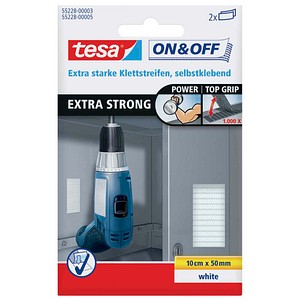 12 x Tesa Klettstreifen On & Off Extra Stark 50mmx10cm weiß 2 Stück