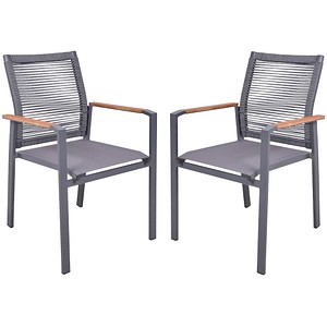 Garden Pleasure Gartenstühle mit Armlehnen DAVINA anthrazit, Metall, 2 St.