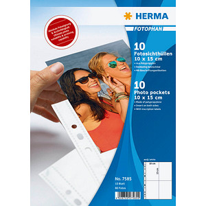 10 HERMA Fotosichthüllen Fotophan 10x15 cm weiß genarbt
