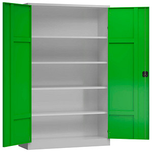 4061815564848 - Stahlschrank ClassiXXL X-530385 lichtgrau gelbgrün 1200 x 600 x 1945 cm aufgebaut  4061815564848 LÜLLMANN