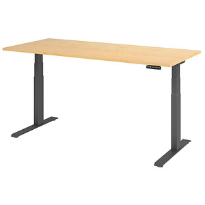 HAMMERBACHER XDKB19 elektrisch höhenverstellbarer Schreibtisch ahorn rechteckig, C-Fuß-Gestell grau 180,0 x 80,0 cm