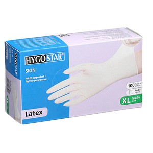 10 x HygoStar Latex-Handschuh Skin gepudert XL 24cm weiß VE=100 Stück