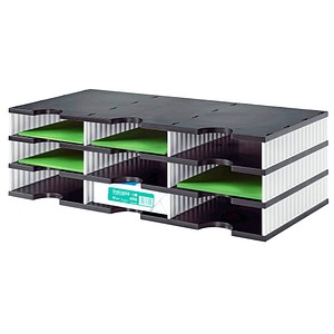 styro Sortierstation styrodoc trio black & white schwarz/weiß mit 9 Fächern