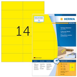 1.400 HERMA Etiketten 4555 gelb 105,0 x 42,3 mm