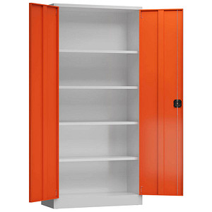 4061815593701 - Stahlschrank ClassiX X-530354 feuerrot lichtgrau 920 x 500 x 1945 cm aufgebaut  4061815593701 LÜLLMANN