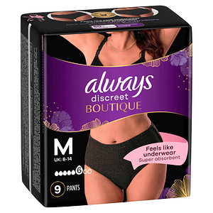 8001841543680 - always - Höschen Discreet Boutique Größe M 9 Stück in Schwarz St Inkontinenzslip