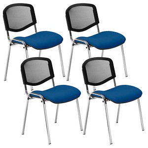 5901747156461 - Besucherstuhl Iso Ergo Mesh blau   chrom ohne Armlehnen 4-Fuß-Gestell 5901747156461 4 Stück