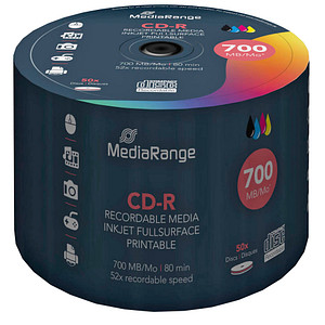 4260057128294 - CD-R MR208 Kapazität 700 MB 80 Minuten Laufzeit 52-fache Schreibgeschwindigkeit vollflächig bedruckbar 50er-Spindel in umweltfreundlichem ECO Pack50