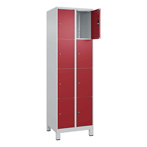 4066681680319 - Schließfachschrank Classic Plus lichtgrau rubinrot 080010-204 S10001 8 Schließfächer 600 x 500 x 1950 cm 4066681680319 C+P-