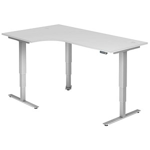 höhenverstellbarer Schreibtisch weiß L-Form