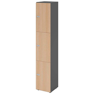 4032062314418 - HAMMERBACHER Schließfachschrank grafit eiche V264L3 G E ZS 3 Schließfächer 400 x 420 x 2156 cm