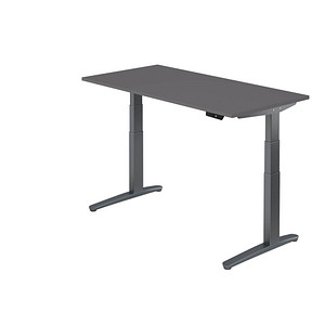 HAMMERBACHER XBHM16 elektrisch höhenverstellbarer Schreibtisch grafit rechteckig, C-Fuß-Gestell grau 160,0 x 80,0 cm