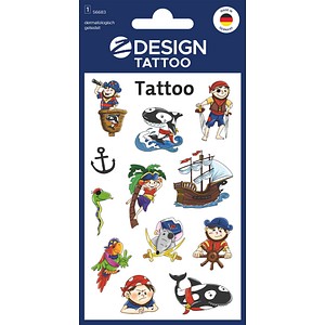 4004182566831 - 10 x Tattoos 76x120mm bunt 1 Bogen Motiv Piraten