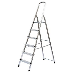 MUNK Stehleiter 11127, 1x 6 Stufen, silber, Aluminium 4031405111271 MUNK