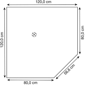 4032062139608 - Verkettungsplatte 5eck 90 Grad BxTxH 1200x1200x685-810 mm Platte ahorn Stützfuß weißalu