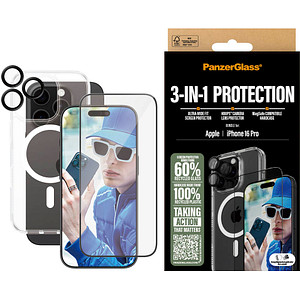 PanzerGlass™ 3-in-1 Schutz-Set für Apple iPhone 16 Pro