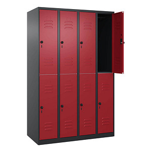 4068192642565 - Spind Classic Plus rubinrot schwarzgrau 080300-40 S10067 8 Schließfächer 1200 x 500 x 1850 cm 4068192642565 C+P-Möbel