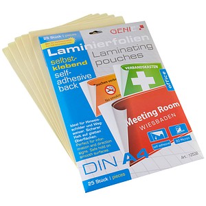 GENIE Laminierfolien glänzend für A4 80 micron selbstklebender Rücken, 25 St.