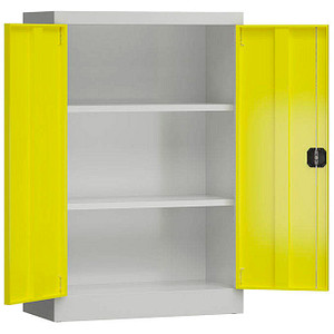 4061815855168 - Stahlschrank ClassiX X-530296 zinkgelb lichtgrau 800 x 380 x 1200 cm aufgebaut  4061815855168 LÜLLMANN