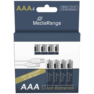 4260664875819 - 4 USB-Akkus mit Ladekabel Mignon AAA 500 mAh 4260664875819 MediaRange