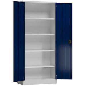 4061815855205 - Stahlschrank ClassiX X-530331 enzianblau lichtgrau 800 x 380 x 1800 cm aufgebaut  4061815855205 LÜLLMANN