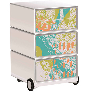 PAPERFLOW easyBox Colour Rollcontainer weiß, bunt 4 Auszüge 39,0 x 43,6 x 64,2 cm