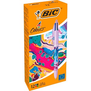 3086123774087 - BIC 4-Farben-Kugelschreiber 4 Colours Hydro bunt Schreibfarbe blau rot schwarz grün 12 St