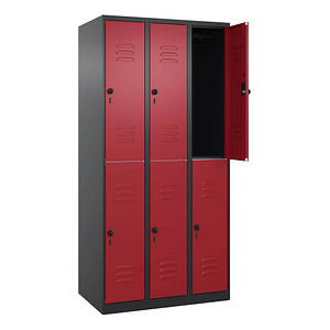 4068192642398 - Spind Classic Plus rubinrot schwarzgrau 080300-30 S10067 6 Schließfächer 900 x 500 x 1850 cm 4068192642398 C+P-Möbel