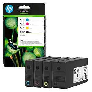 HP 950 + 951 (6ZC65AE) schwarz, cyan, magenta, gelb Druckerpatronen, 4er-Set