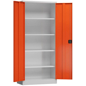 4061815855229 - Stahlschrank ClassiX X-530334 feuerrot lichtgrau 800 x 380 x 1800 cm aufgebaut  4061815855229 LÜLLMANN