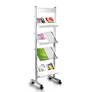 Prospektregal Ecoline silber DIN A4 8 Fächer