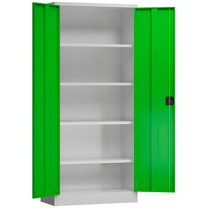4061815855236 - Stahlschrank ClassiX X-530335 lichtgrau gelbgrün 800 x 380 x 1800 cm aufgebaut  4061815855236 LÜLLMANN