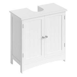 6955880325870 - Weißer Waschtischunterschrank mit 2 Türen und 1 verstellbaren Regal - L60 cm - Weiß - Calicosy