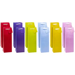 4022792962911 - Geschenktüte für Flaschen „Trendfarben“ mit Tragekordel & Beschriftungsschild B 100 x T 90 x H 330 mm PP-Folie 12 Stück farbsortiert