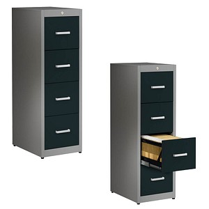 4250633304297 - Hängeregistraturschrank anthrazit alu 4 Schubladen BVB14HSD 9006 7016 4250633304297 Mauser