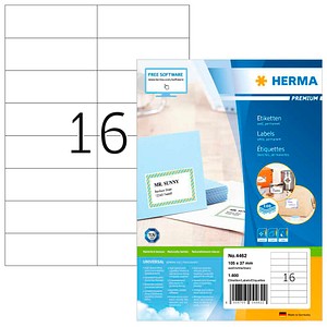 HERMA Etiketten 4462 weiß 105,0 x 37,0 mm, 100 Blatt