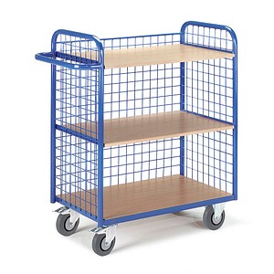 4250448502109 - Rollcart Etagenwagen mit 3 Gitterwänden 1070mm hoch und 3 Ladeflächen 800x490mm im Buchendekor ohne Rand 4250448502109 - Rollcart Etagenwagen mit 3 Gitterwänden 1070mm hoch und 3 Ladeflächen 800x490mm im Buchendekor ohne Rand
