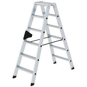 MUNK Stehleiter beidseitig 40212 silber 2x 6 Stufen, H: 138,0 cm