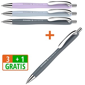 4004675193292 - 3 + 1 GRATIS Kugelschreiber Slider Rave XB farbsortiert Schreibfarbe blau 3 St + GRATIS 1 St
